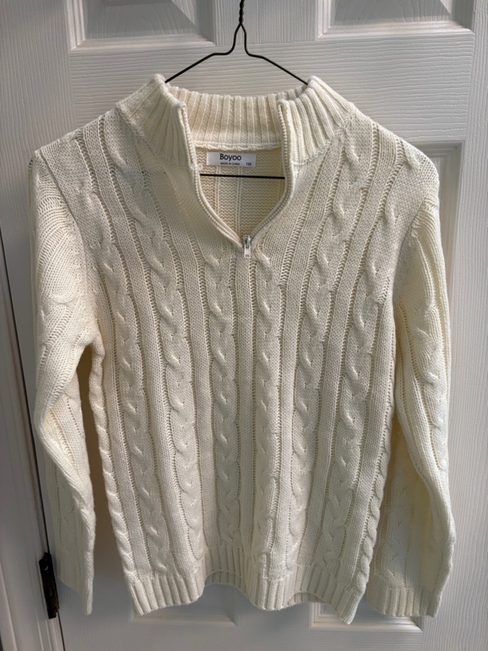 NWOT Boys Boyoo Cream Cable-Knit Half-Zip Sweater